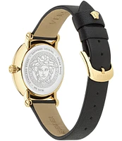 Versace Women's Greca Flourish Quartz Analog Black Leather Strap Watch