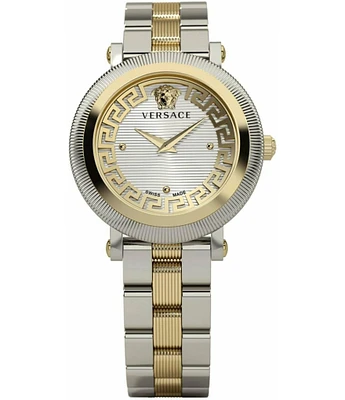 Versace Women's Greca Flourish Quartz Analog Two Tone Stainless Steel Bracelet Watch