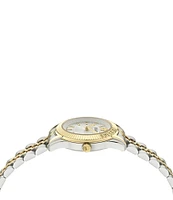 Versace Women's Greca Time Petite Quartz Round Analog Two Tone Stainless Steel Bracelet Watch