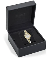 Versace Women's Greca Time Petite Quartz Round Analog Two Tone Stainless Steel Bracelet Watch