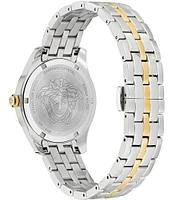 Versace Women's Greca Time Quartz Analog Green Face Two Tone Stainless Steel Bracelet Watch