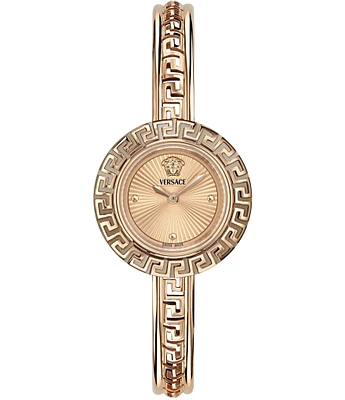 Versace Women's La Greca Analog Rose Gold Tone Stainless Steel Bracelet Watch