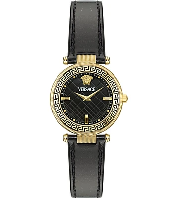 Versace Women's Reve Analog Black Leather Strap Watch