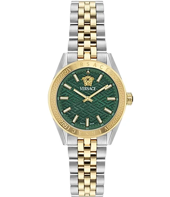 Versace Women's V-Code Quartz Analog Two Tone Stainless Steel Bracelet Watch