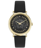 Versace Women's V-Dollar Analog Black Leather Strap Watch