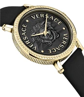 Versace Women's V-Dollar Analog Black Leather Strap Watch