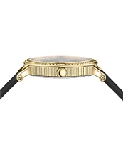 Versace Women's V-Dollar Analog Black Leather Strap Watch