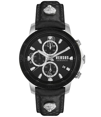 Versus By Versace Men's Bicocca Chronograph Black Leather Strap Watch