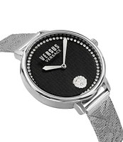 Versus By Versace Women's La Villette Crystal Analog Black Dial Stainless Steel Bracelet Watch