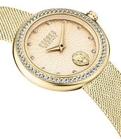 Versus By Versace Women's Lea Crystal Analog Gold Stainless Steel Mesh Bracelet Watch