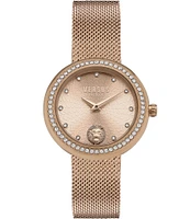 Versus by Versace Women's Lea Crystal Analog Rose Gold Stainless Steel Mesh Bracelet Watch