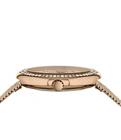 Versus by Versace Women's Lea Crystal Analog Rose Gold Stainless Steel Mesh Bracelet Watch