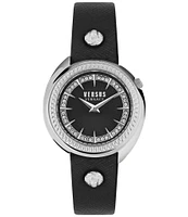 Versus By Versace Women's Tortona Crystal Two Hand Leather Strap Watch