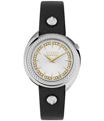 Versus By Versace Women's Tortona Crystal Two Hand Leather Strap Watch