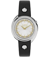 Versus By Versace Women's Tortona Crystal Two Hand Leather Strap Watch