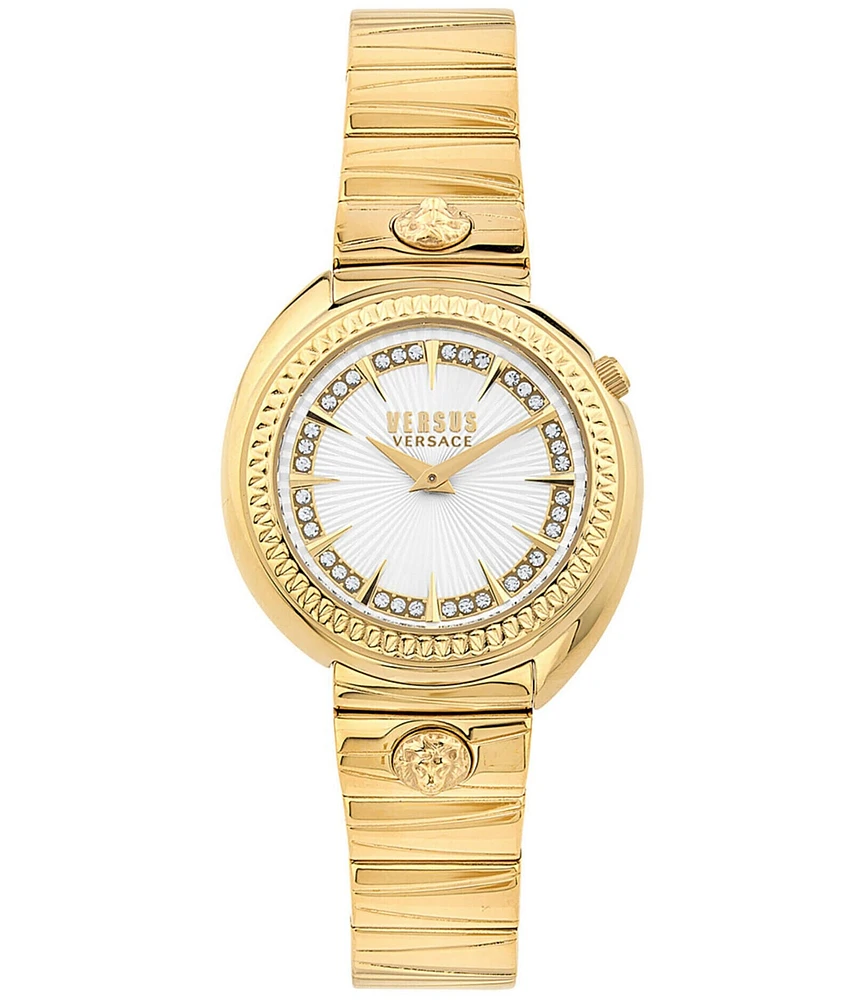 Versus By Versace Women's Tortona Crystal Two Hand Gold Stainless Steel Bracelet Watch