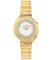 Versus By Versace Women's Tortona Crystal Two Hand Gold Stainless Steel Bracelet Watch