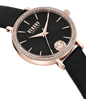 Versus Versace Women's Mar Vista Crystal Analog Black Leather Strap Watch