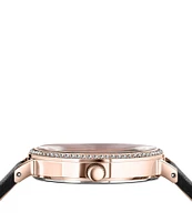 Versus Versace Women's Mar Vista Crystal Analog Black Leather Strap Watch