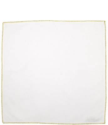 VIETRI Ivory Gold Stitched Cotton Linen Napkins - Set of 4