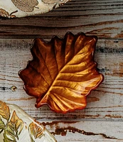 VIETRI Autunno Glass Figural Leaf Canape Plates - Set of 4