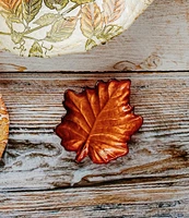 VIETRI Autunno Glass Figural Leaf Canape Plates - Set of 4