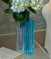 VIETRI Flora Glass Blue Vase Trio