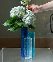VIETRI Flora Glass Blue Vase Trio