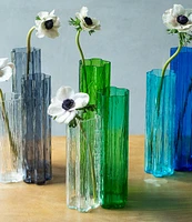 VIETRI Flora Glass Blue Vase Trio