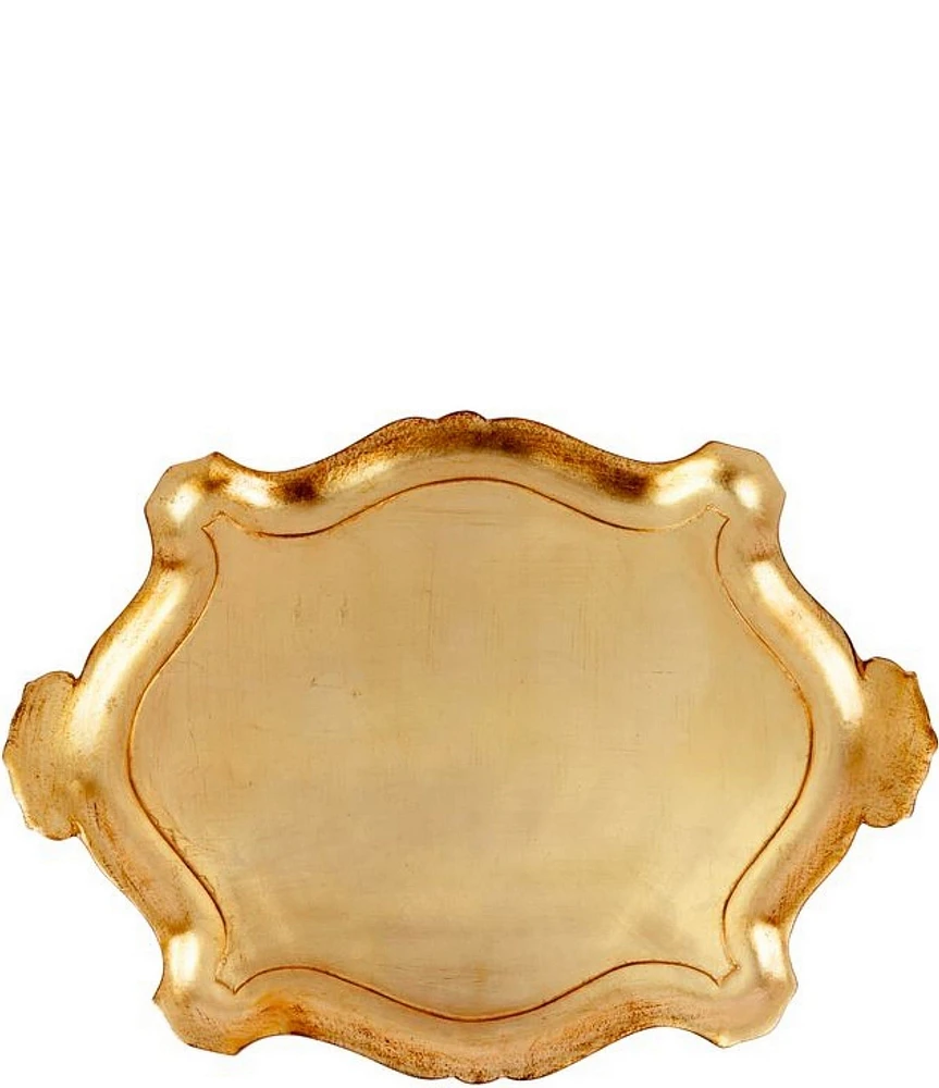 VIETRI Florentine Wooden Accessories Gold Extra Large Oblong Tray