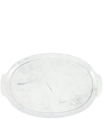 VIETRI Florentine Wooden Accessories Marble Handled Medium Oval Tray