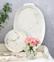 VIETRI Florentine Wooden Accessories Marble Handled Medium Oval Tray