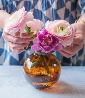 VIETRI Hibiscus Glass Tortoise Shell Bud Vase