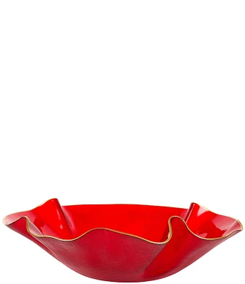 VIETRI Holiday Glass Ruffled Bowl