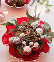 VIETRI Holiday Glass Ruffled Bowl
