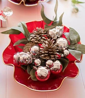 VIETRI Holiday Glass Small Ruffled Bowl