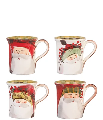 VIETRI Holiday Old St. Nick Assorted Mugs, Set of 4