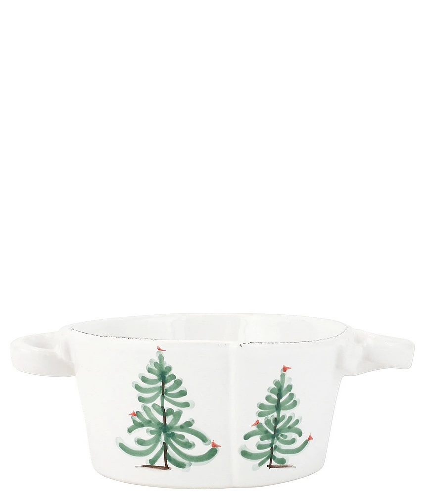 VIETRI Lastra Holiday Collection Christmas Tree Small Handled Bowl