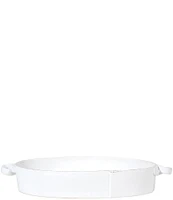 VIETRI Lastra White Handled Oval Baker