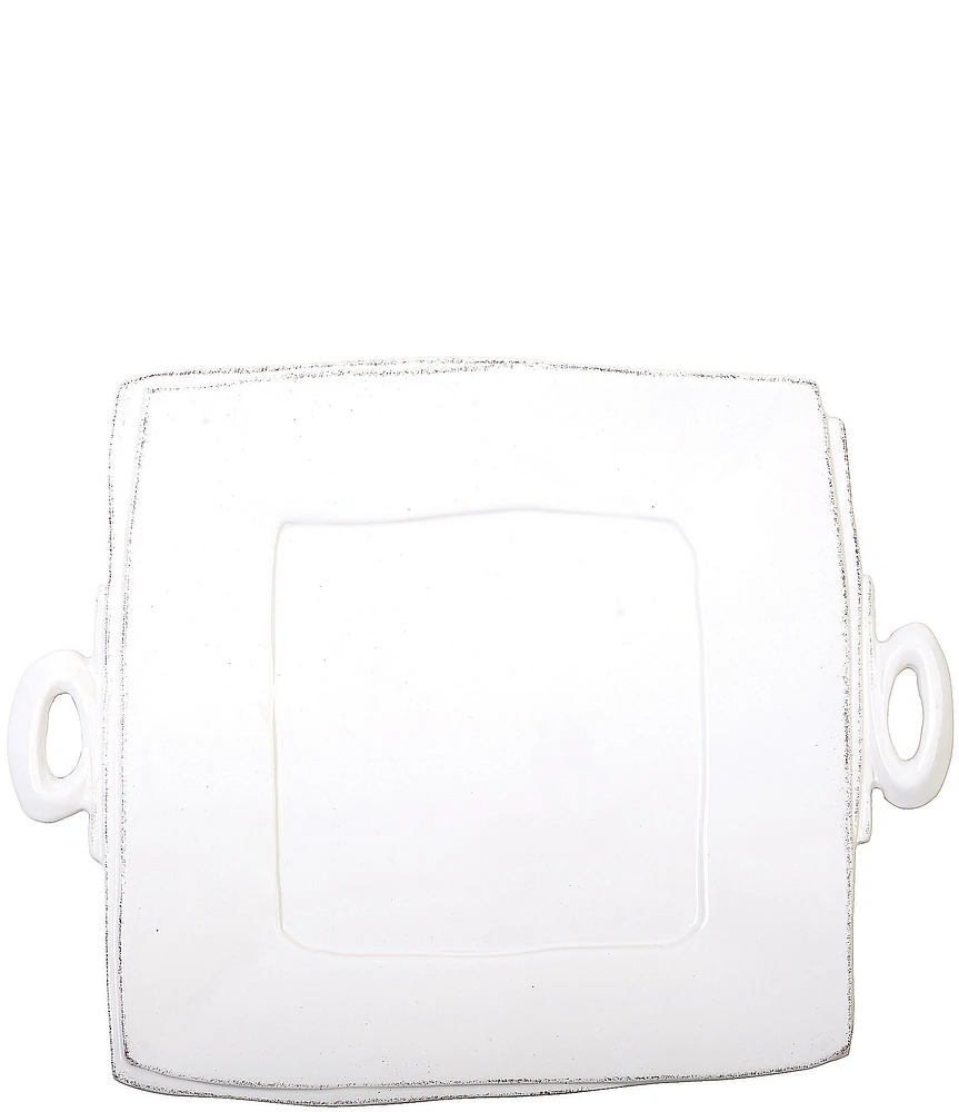 VIETRI Lastra White Handled Square Platter