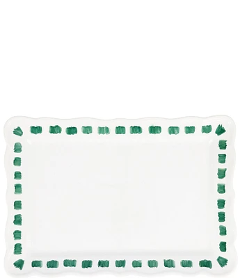 VIETRI Lisbon Green Stitch Rectangular Platter