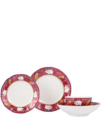 VIETRI Melamine Campagna Porco Pig Print 4-Piece Place Setting