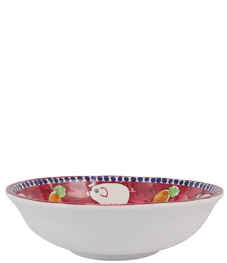 VIETRI Melamine Campagna Porco Pig Print Large Serving Bowl