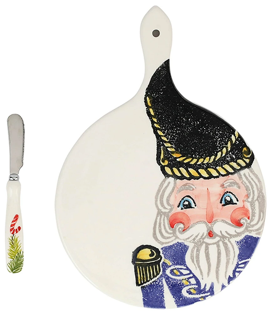 VIETRI Nutcrackers Small Cheese Board with Spreader