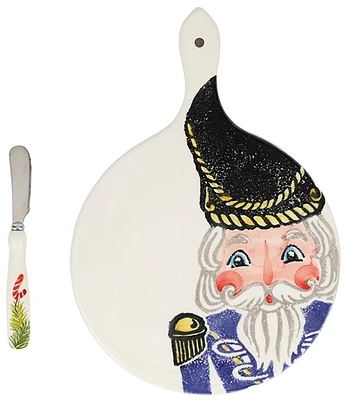 VIETRI Nutcrackers Small Cheese Board with Spreader