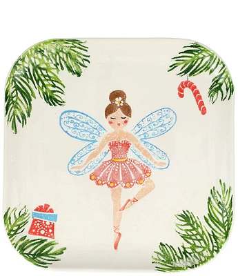 VIETRI Nutcrackers Sugar Plum Fairy Square Platter