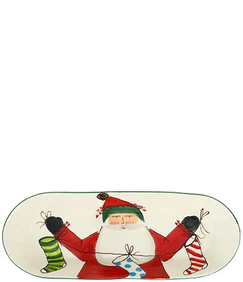 VIETRI Old St. Nick Bread Server with Stockings