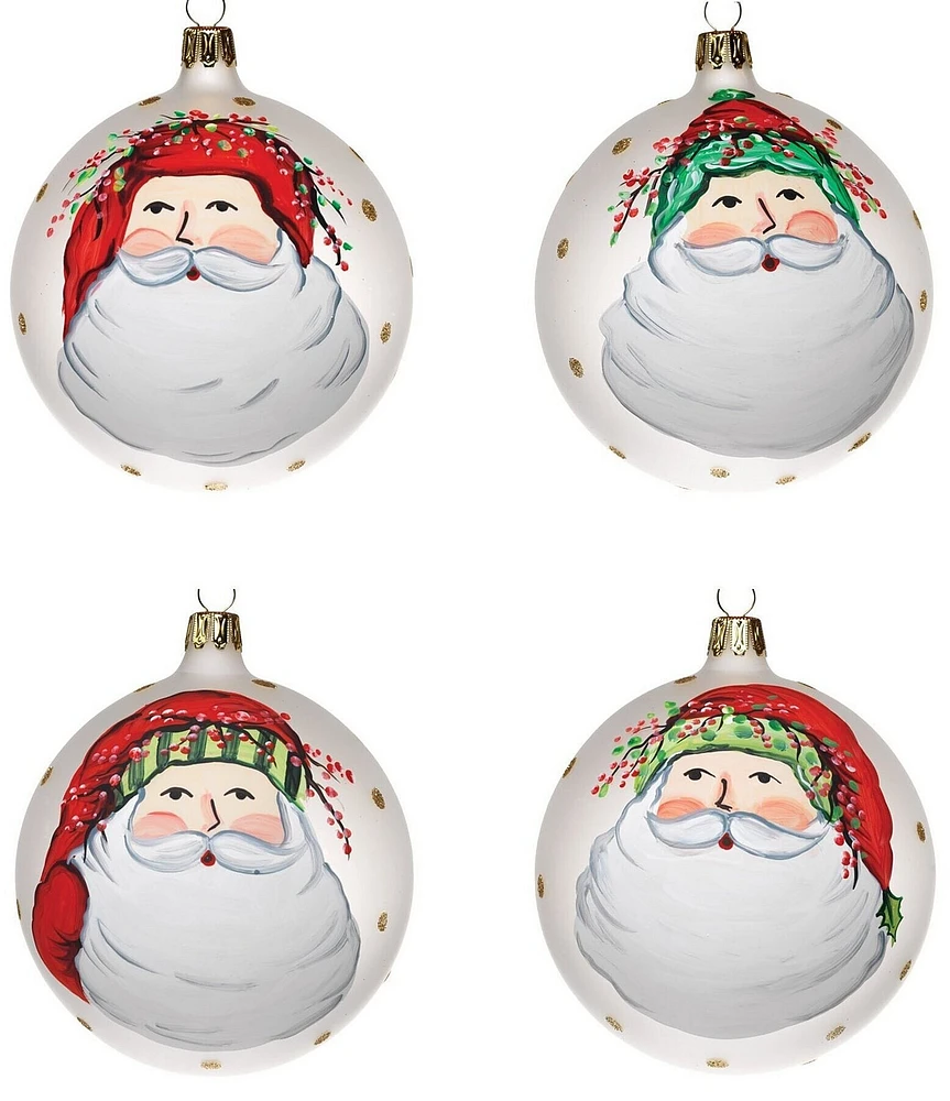 VIETRI Old St. Nick Hand-Painted Assorted Round Ornaments - Set of 4