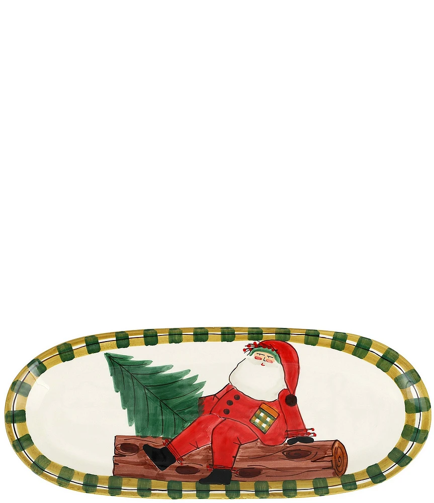 VIETRI Old St. Nick Large Narrow Oval Platter