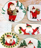 VIETRI Old St. Nick Small Rimmed Oval Bowl with Owl